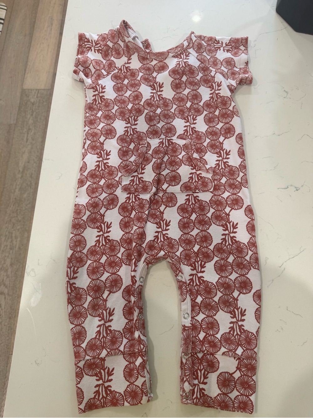 kate quinn Red Floral-Print One-Piece Bodysuit